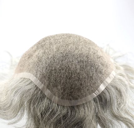 Human Hair Natural Effect Lace Toupee for Men b