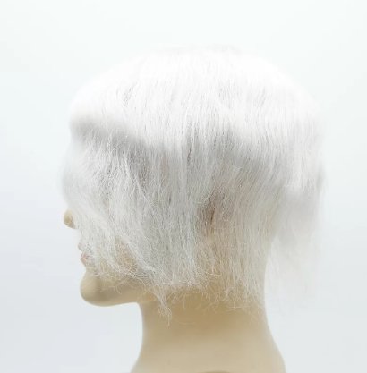Natural White Human Hair Look With Clear PU Base Hair System For Men