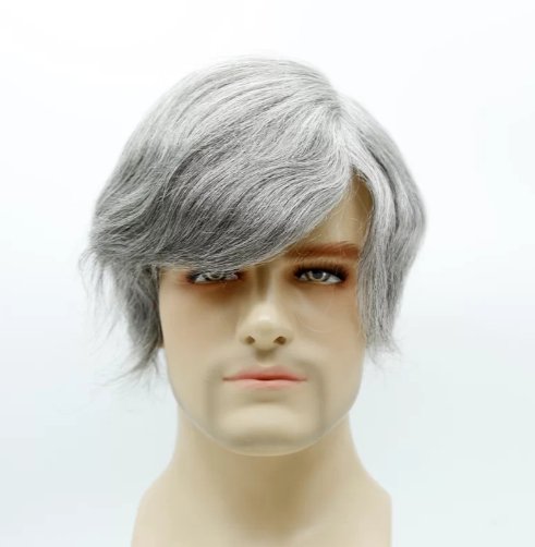 Custom Made Human Grey Hair Men Full Lace Toupee