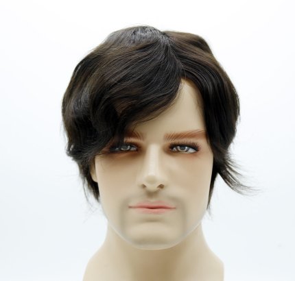 100% Human Hair Men's Mono Toupee B}