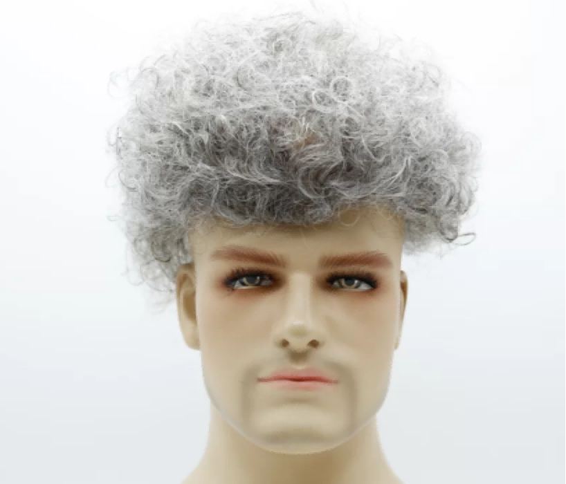 wholesale price custom durable mono gray hair men’s wig