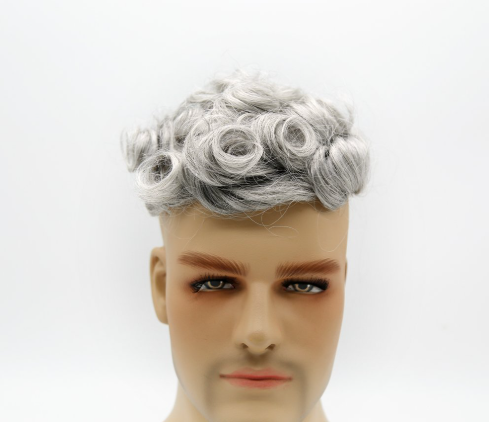 High percentage grey hair toupee for men